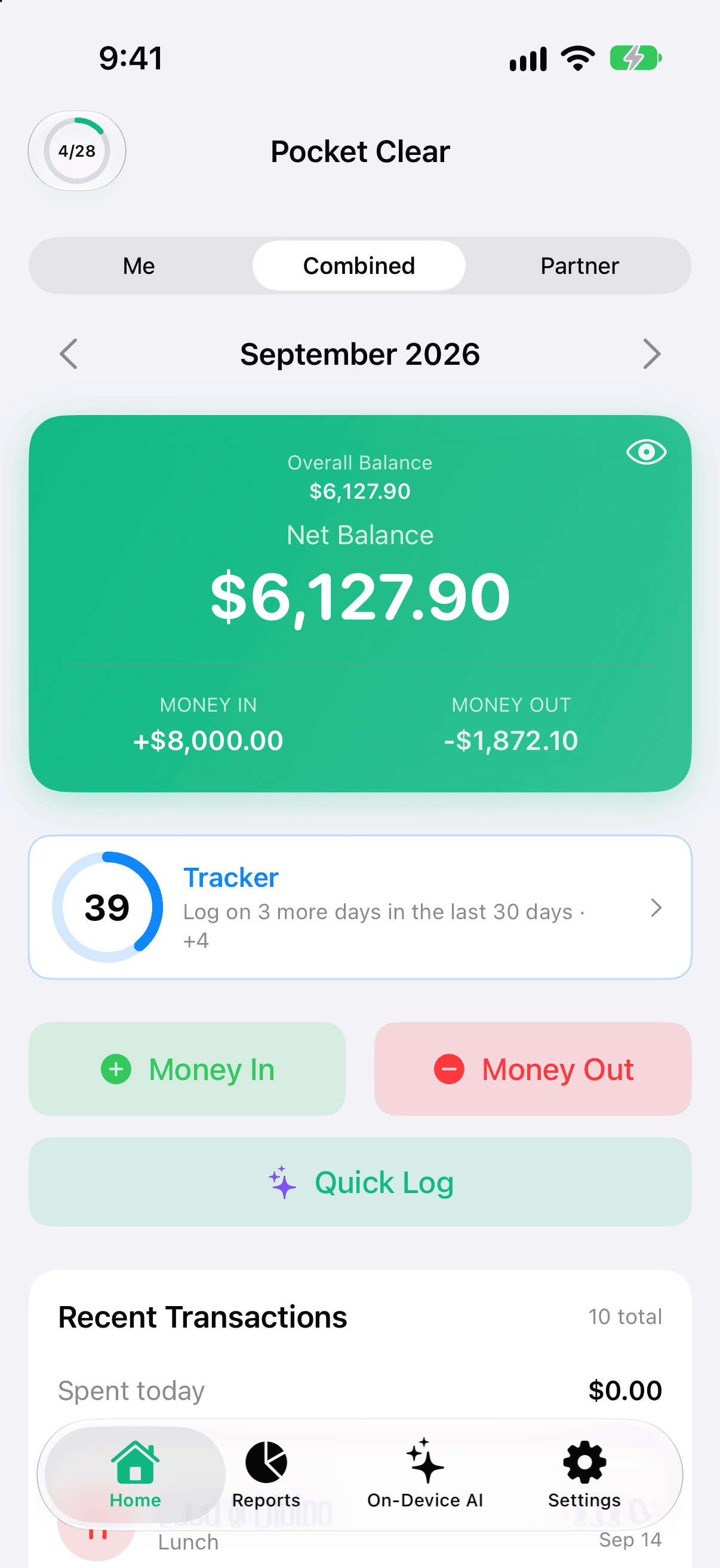 One view of the money you share.