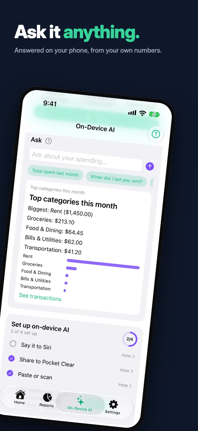 Ask it anything. — Answered on your phone, from your own numbers.